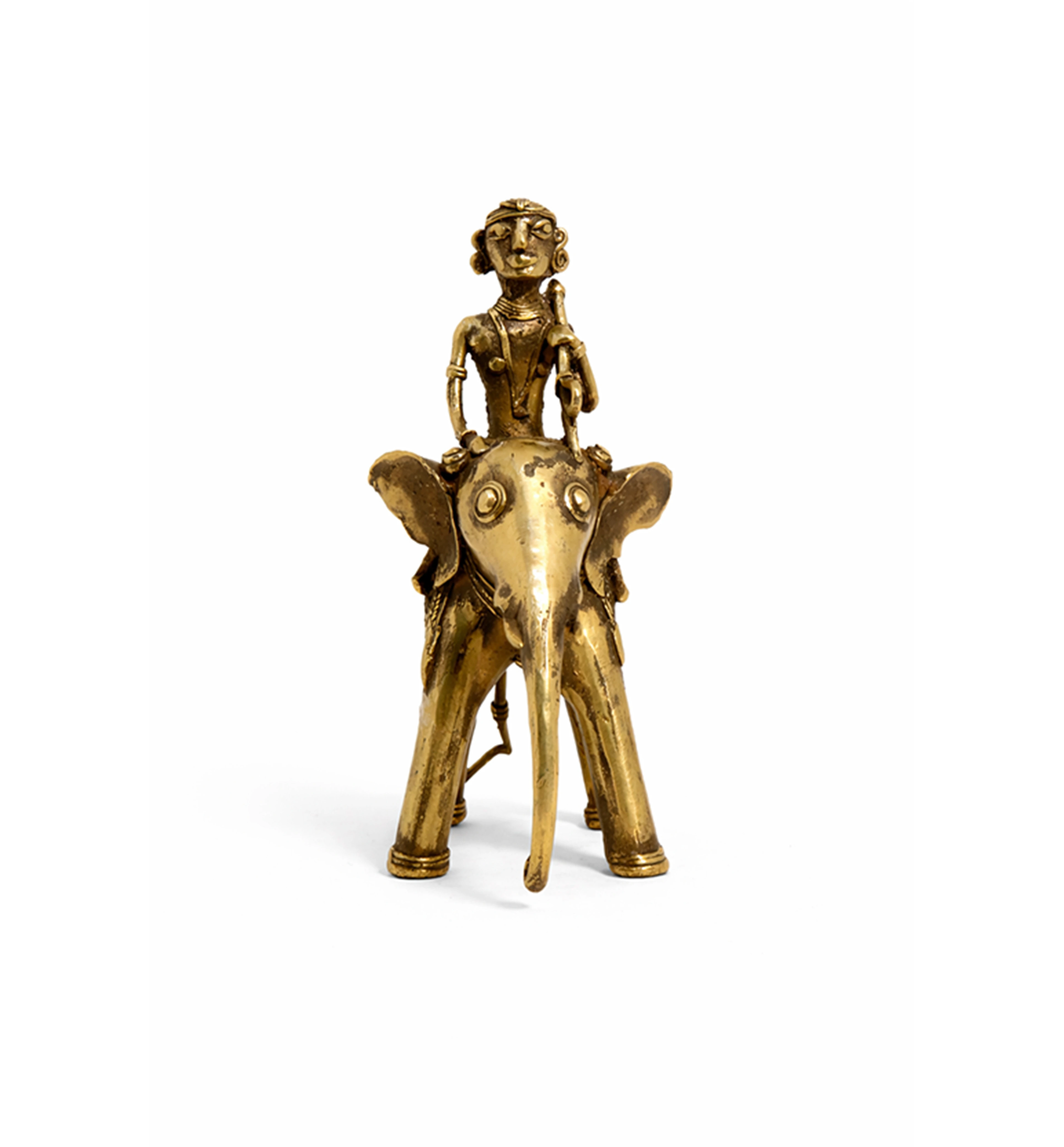Handcrafted Brass Elephant with Mahavat Showpiece – Medium (Bhareva Craft) view 5