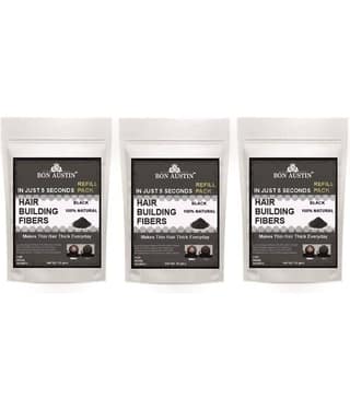 Bon Austin Hair Building Fiber Instant Fuller Hair Refill Pack (Black) 25 gm Pack of 3