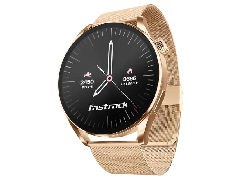 Fastrack Dezire FX1 1.38" Smart Watch with BT Calling, 100+ Sports Modes, BP Monitoring, Functional Crown, Metal Alloy Case Smartwatch - Rose Gold