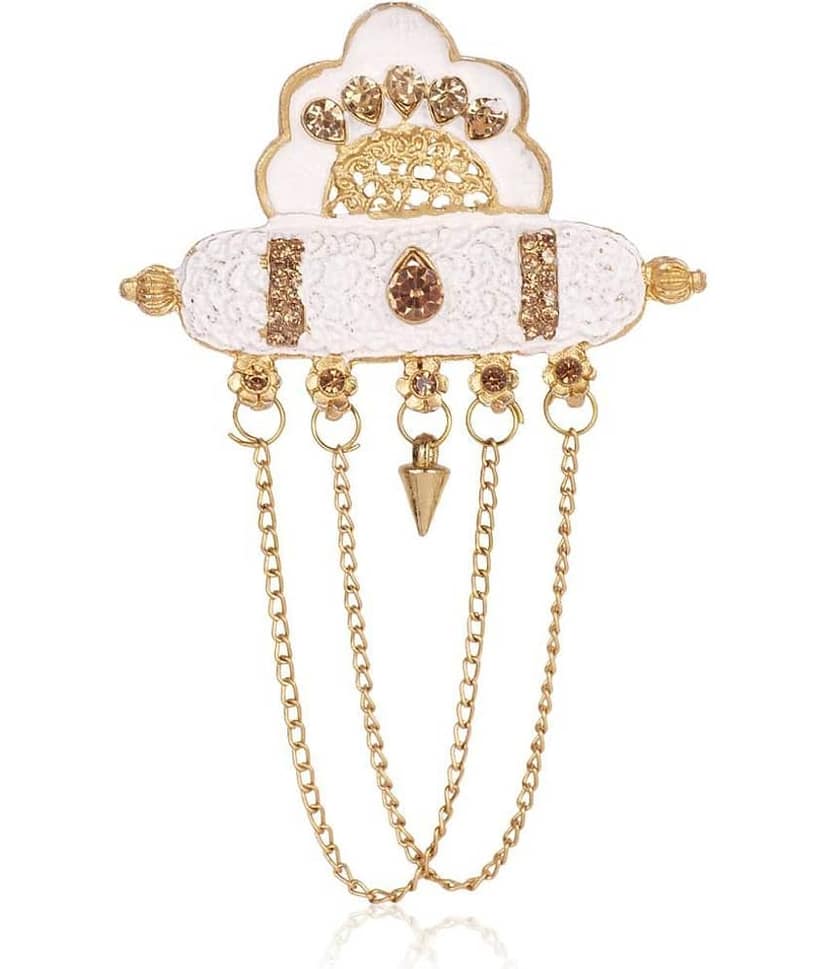 Dulha groom sherwani Necklace/Moti Mala for Men for wedding | Groom Mala and Brooch Set view 2