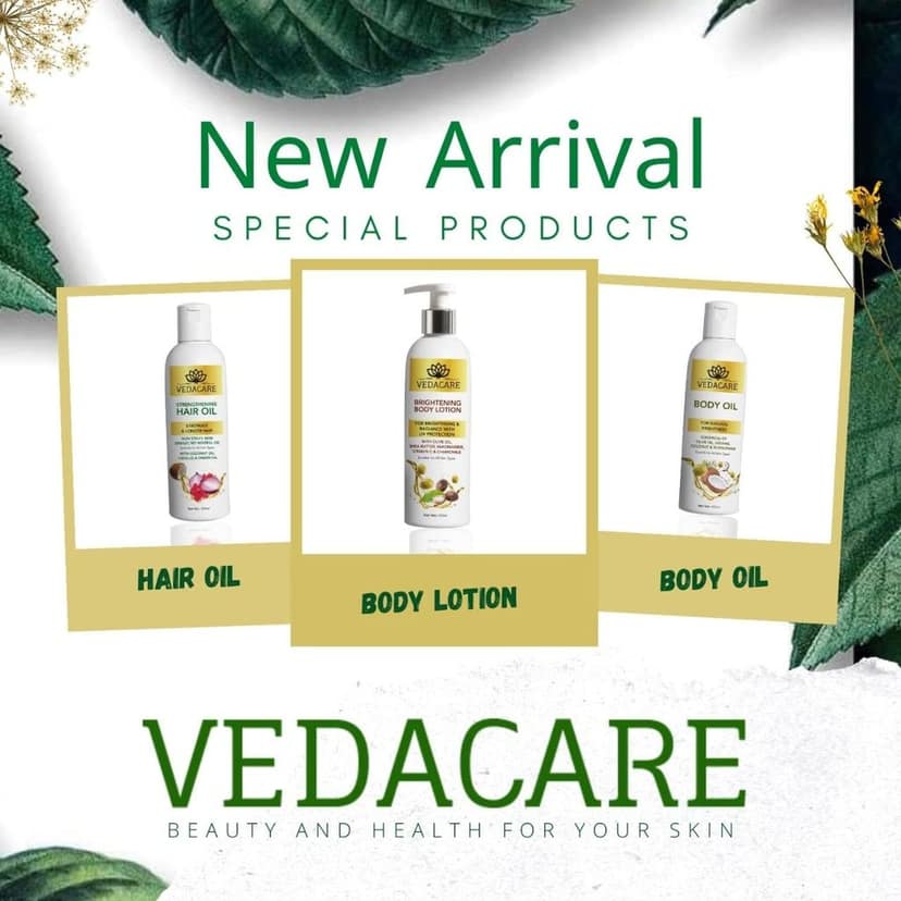 Vedacare Body Oil - for natural brightness, No Mineral oil, non greasy, Contains Olive oil, Sesame oil, Coconut, Sunflower, Natural Moisturization view 3