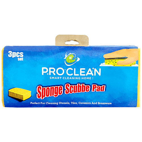 Pro Clean Sponge Scrub Pad - Used For Cleaning, 3 pcs