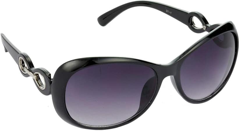 HRINKAR Men Over-sized Sunglasses Black & Silver Frame, Grey & Red Lens (Medium) - Pack of 2 view 6