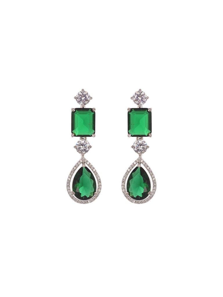 Silver Toned Green AD studfded designer Necklace Jewellery Set view 5
