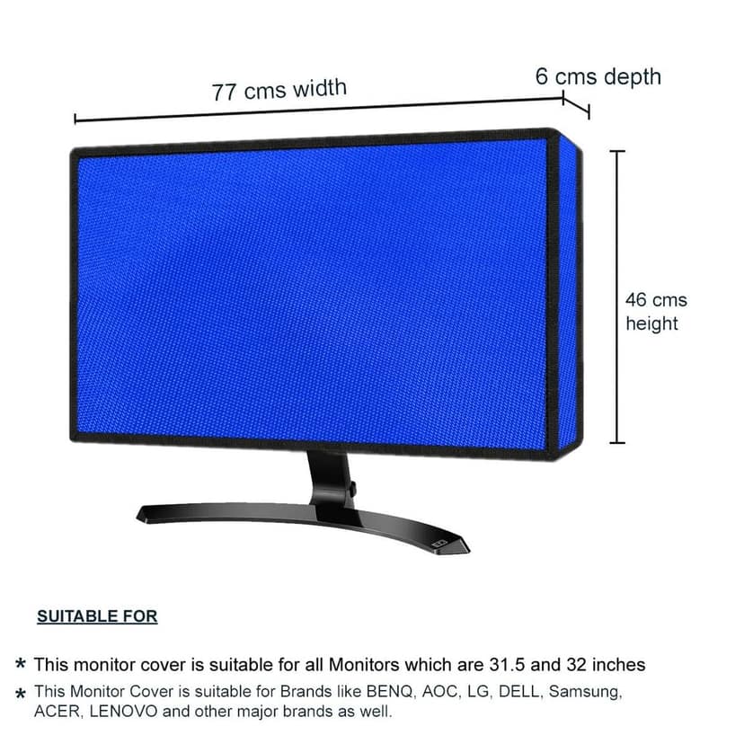 PalaP Super Premium Dust Proof Monitor Cover for VIEWSONIC 32 inches Monitor (Bright Blue) view 3