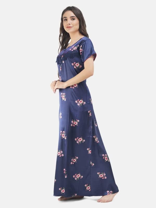 KOI SLEEPWEAR Satin Night Gown with Floral Print view 7