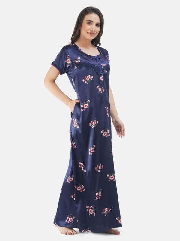 KOI SLEEPWEAR Satin Night Gown with Floral Print view 8