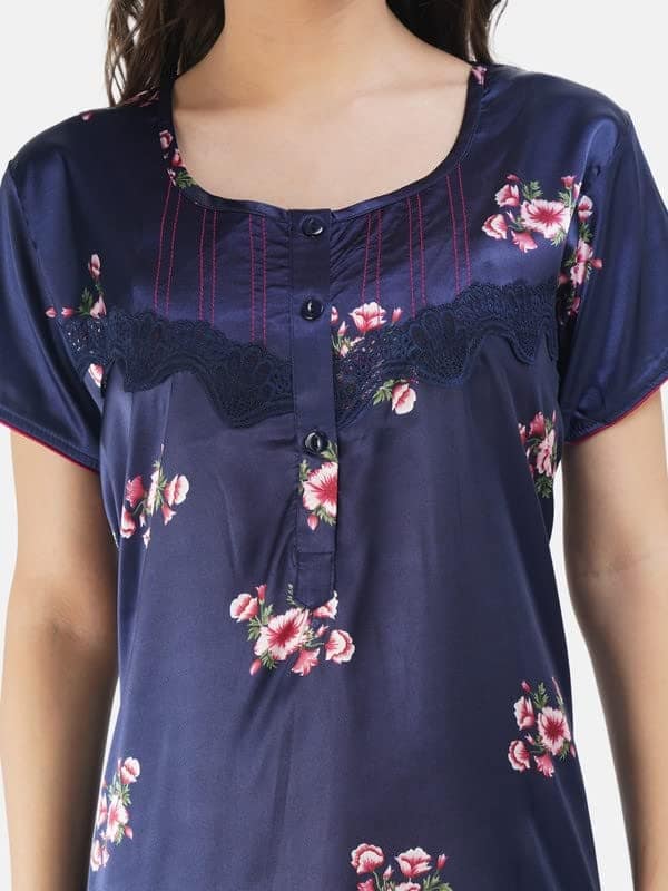 KOI SLEEPWEAR Satin Night Gown with Floral Print view 9