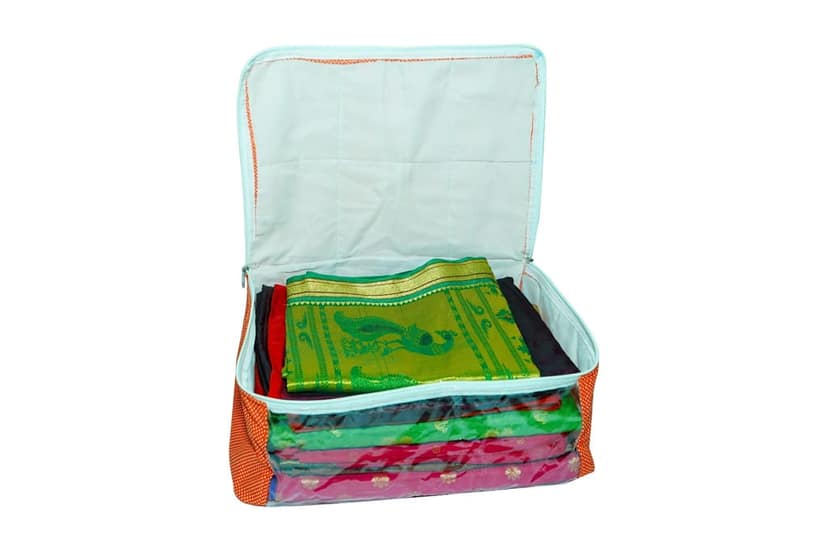 Red and White Polka Dot Large Saree Storage view 2