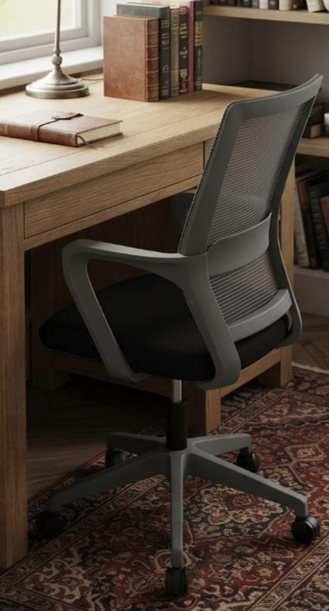 Ergonomic Mid-Back Mesh Office Chair with Black Seat view 2