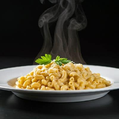 Macaroni in creamy cheese sauce