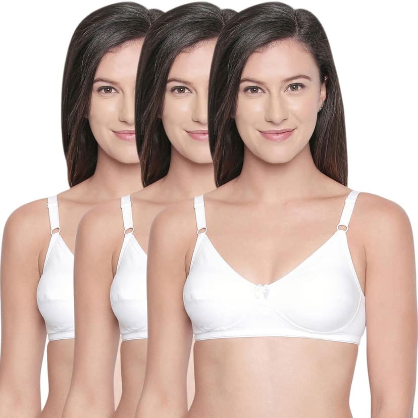 Bodycare Cotton Spandex Non Padded Non wired Perfect coverage bra-Pack of 3