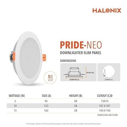 5W 6500K Pride recessed led downlighter | Cut out- 2.6 inch, Dia- 4.2 inch | Led Ceiling Light for Home, Shop and Office |Pack of 4 view 3