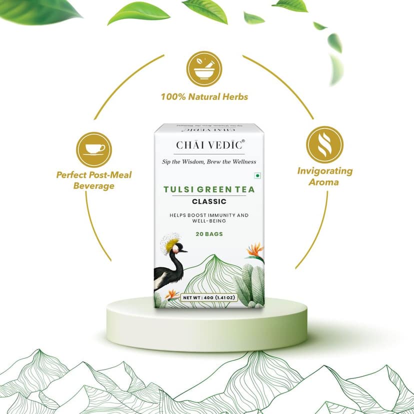 Chai Vedic Tea | Tulsi Green Tea Classic | Tulsi Tea | Green Tea |Tea Bags | Tea Powder view 5