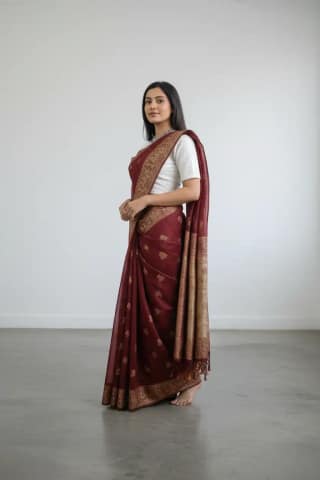 Handwoven Sambalpuri Pure Cotton Saree with Natural Dyes — Maroon