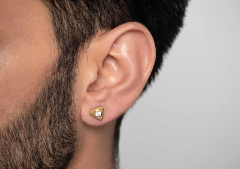 Triad Bezel Men's Ear Stud (1 Pc Only) view 3
