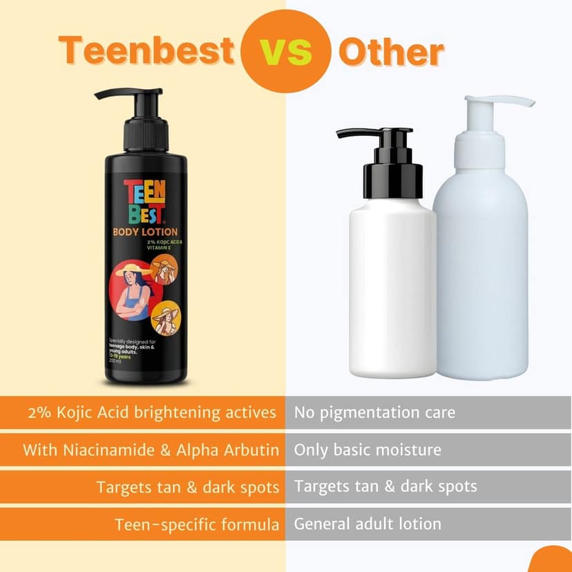 Healthbest Teens Body Lotion with Kojic Acid & Vitamin E - 200ml Lightweight Hydrating Moisturizer for Growing Skin for Boys & Girls Ages 13-19 view 5