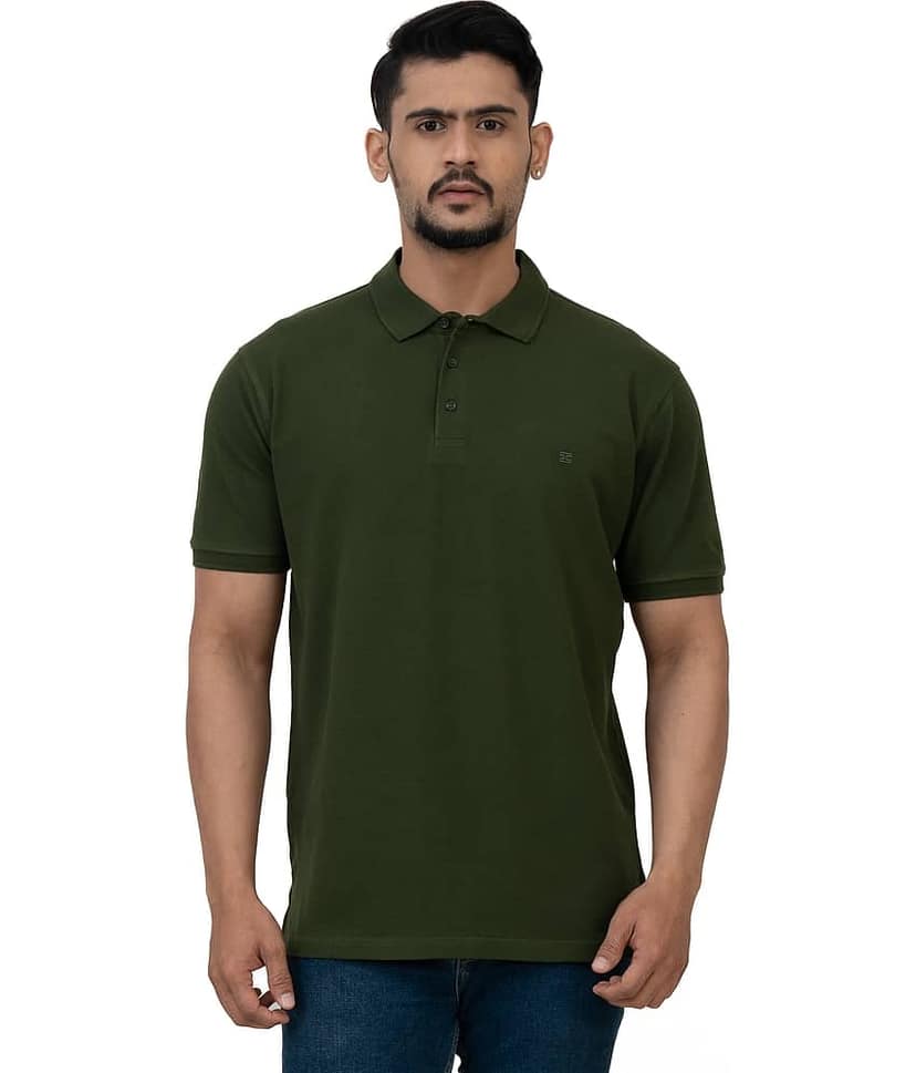 Cotstyle Pack of 1 Cotton Blend Regular Fit Solid Half Sleeves Men's Polo T Shirt ( Green )