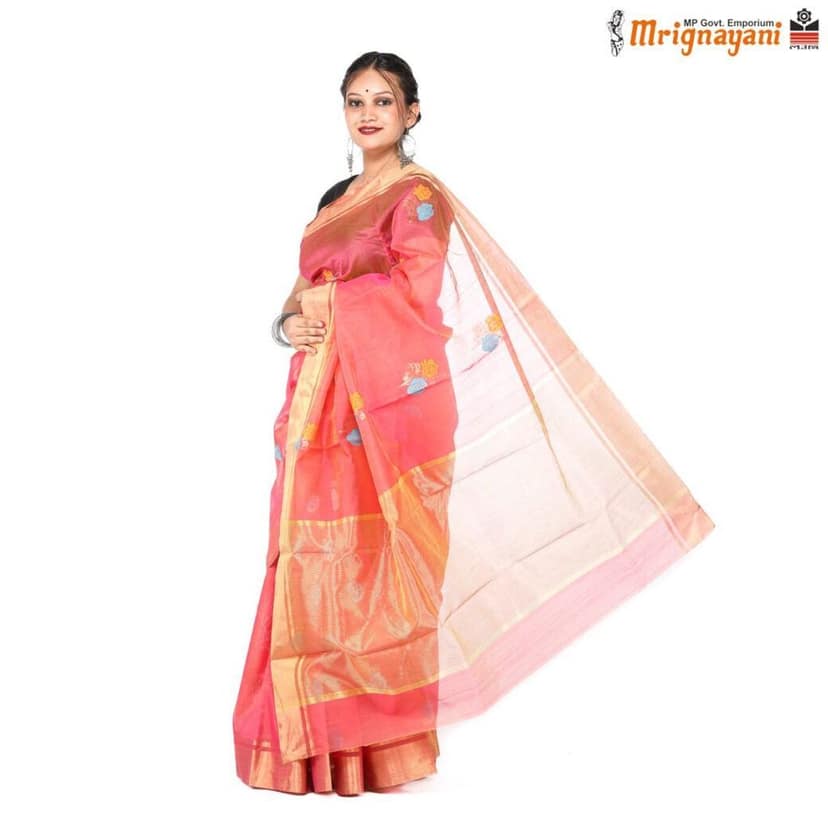 HANDLOOM CHANDERI SILK SAREE WITH BLOUSE (SKU - 1SC104181220, SAREE-1092) view 2