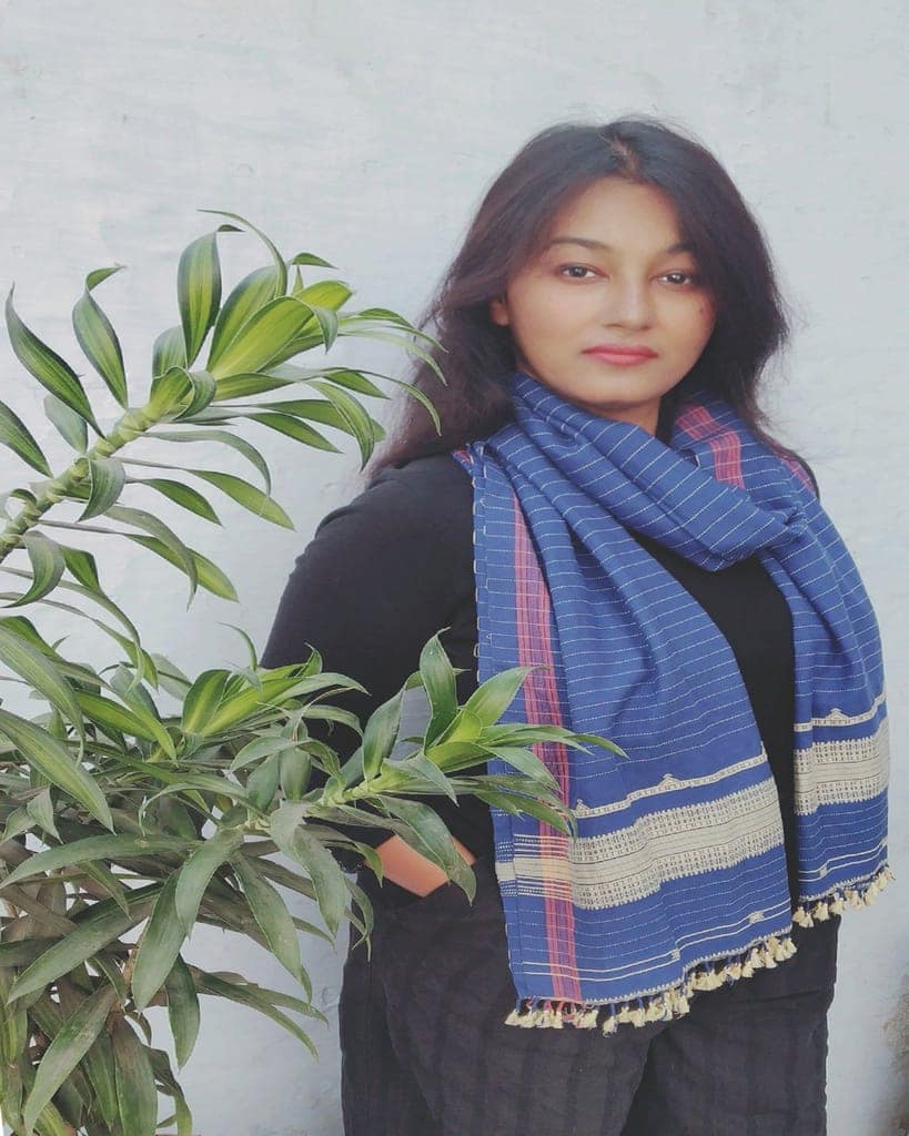 Ink Blue Stripped Handloom Cotton Stole view 4