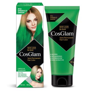COSGLAM Semi Permanent Hair Color, No Peroxide, Non Oxidative, Ammonia Free Hair Colour 42 Emerald Green - 120gm