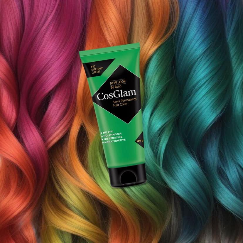 COSGLAM Semi Permanent Hair Color, No Peroxide, Non Oxidative, Ammonia Free Hair Colour 42 Emerald Green - 120gm view 9