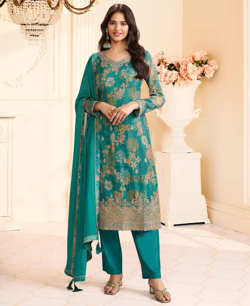 Designer Pink Printed Straight Suit for Women