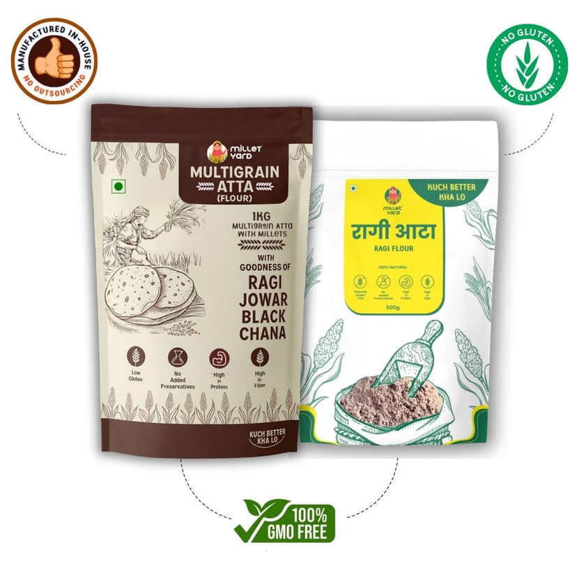 The Daily Fortify Duo – Multigrain Atta(1kg) & Ragi Atta(1kg)