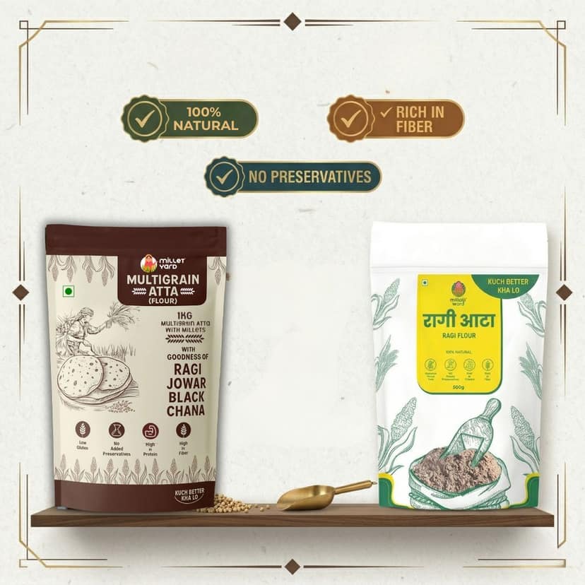 The Daily Fortify Duo – Multigrain Atta(1kg) & Ragi Atta(1kg) view 3