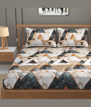 Apala Microfibre Floral Fitted Fitted bedsheet with 2 Pillow Covers ( King Size ) - Sky Blue