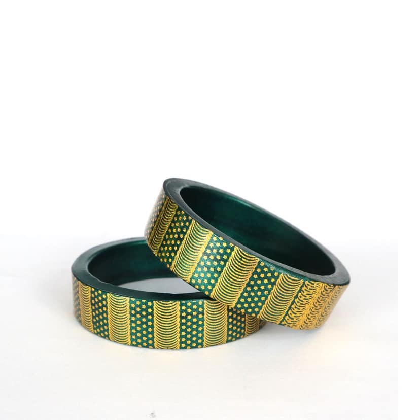 FHS traditional Handmade Lac Bangle - Green view 4