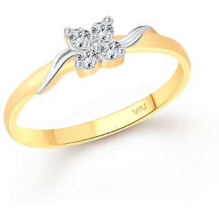Vighnaharta Flower Shine CZ Gold and Rhodium Plated Alloy Finger Ring for Women and Girls - VFJ01339FRG8