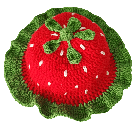 Handmade Strawberry Design Crochet Cap view 3