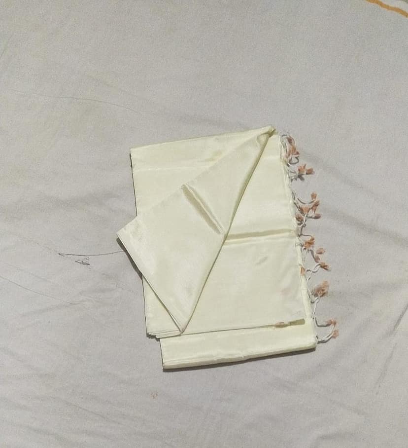 Soft And Silky Cream Color Mangalarigi Silk Saree With Zari Border view 3