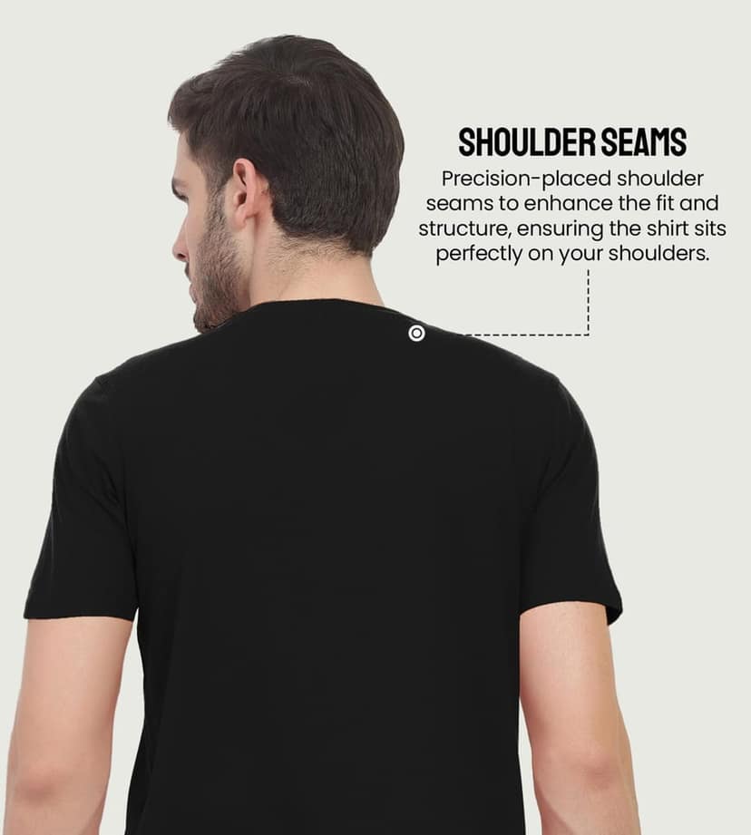 Freecultr Truly Classic Organic Men's Cotton T-Shirt | Solid Round Neck Half Sleeve | Plain Stylish t Shirts | Regular Fit | Casual T Shirt for Man Pack of 1-Carbon Black view 2