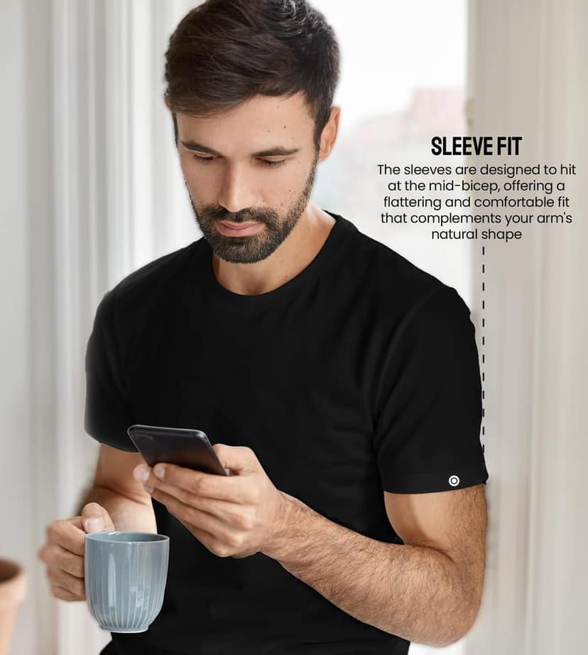 Freecultr Truly Classic Organic Men's Cotton T-Shirt | Solid Round Neck Half Sleeve | Plain Stylish t Shirts | Regular Fit | Casual T Shirt for Man Pack of 1-Carbon Black view 3