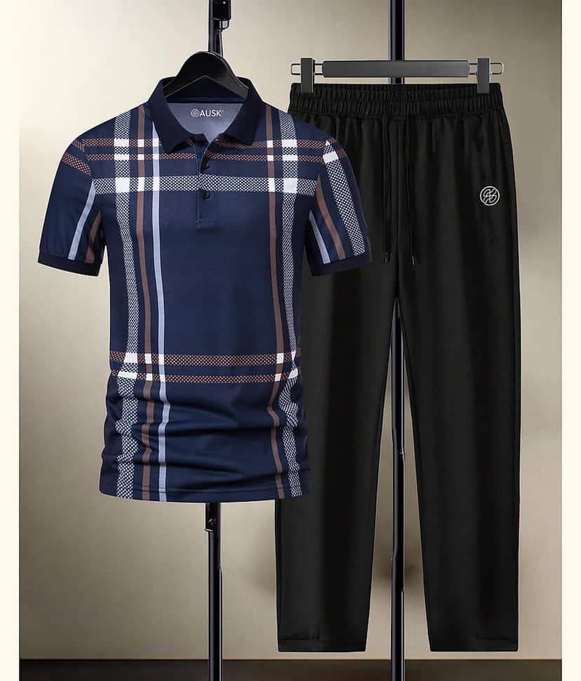 ENITOR Navy Blue Cotton Blend Relaxed Fit Men's Tracksuit ( Pack of 1 )