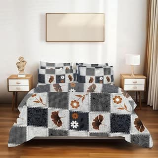 SineCRAFT Creations Double Bed Bedsheets 90X100 Inches 240 TC Glace Cotton King Size with 2 Pillow Covers - 3 PC Cushion Cover Free (Leaf & Floral Pattern)