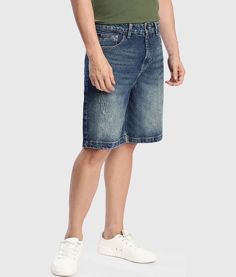 Bene Kleed Navy Blue Cotton Men's Denim Shorts ( Pack of 1 ) view 3