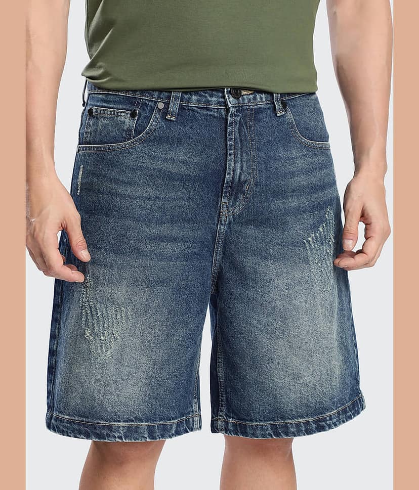 Bene Kleed Navy Blue Cotton Men's Denim Shorts ( Pack of 1 ) view 4