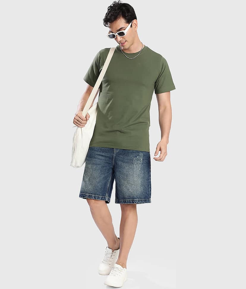 Bene Kleed Navy Blue Cotton Men's Denim Shorts ( Pack of 1 ) view 7