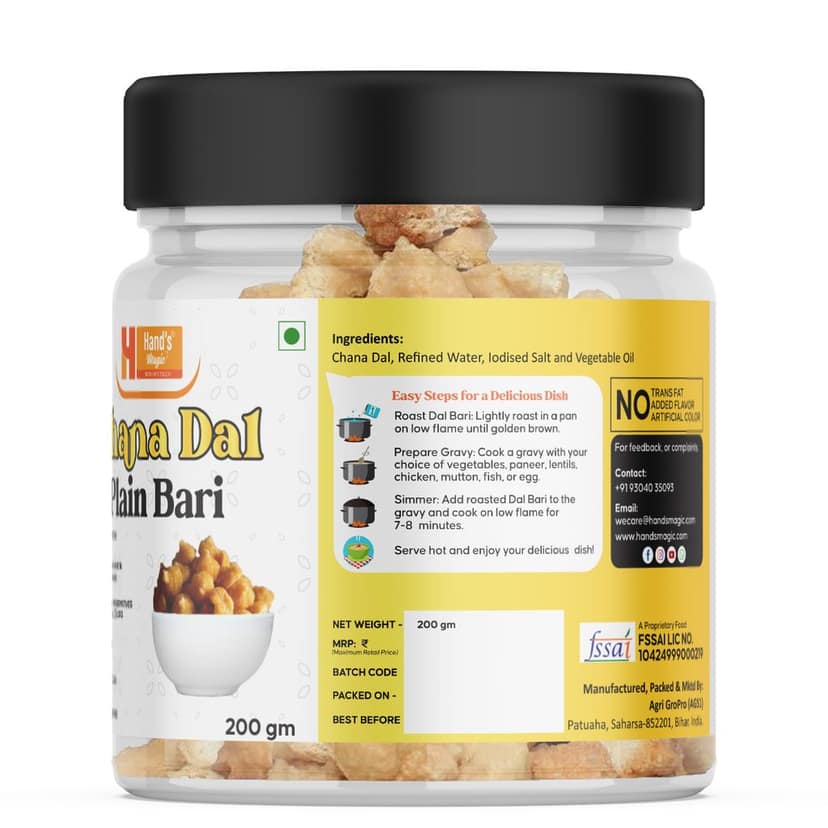 Hand’s Magic Chana Dal Plain Bari – 100% Homemade, High Protein, No Preservatives, GMO-Free, 200g view 3