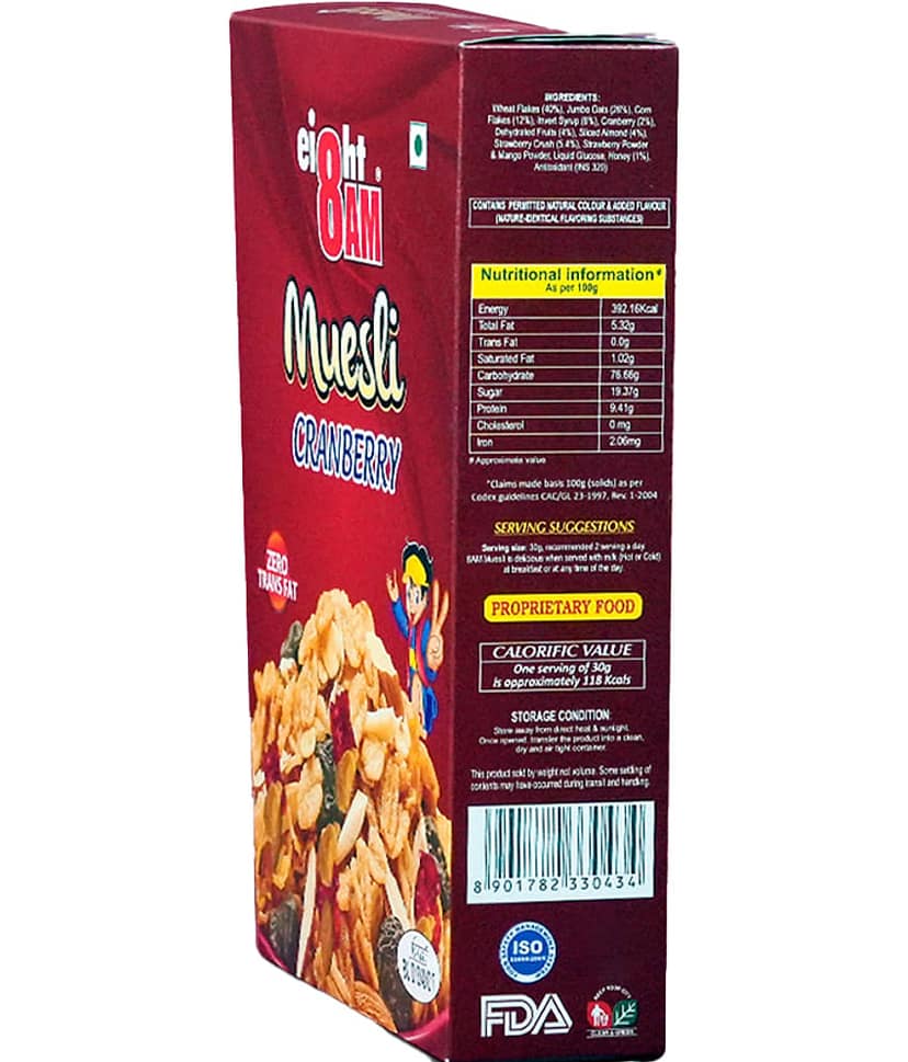 8AM Cranberry Muesli 425 gm Pack of 2 view 3