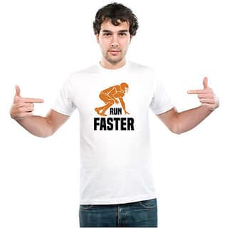 UDNAG Unisex Round Neck Graphic Baseball, Run Polyester T-Shirt White view 2