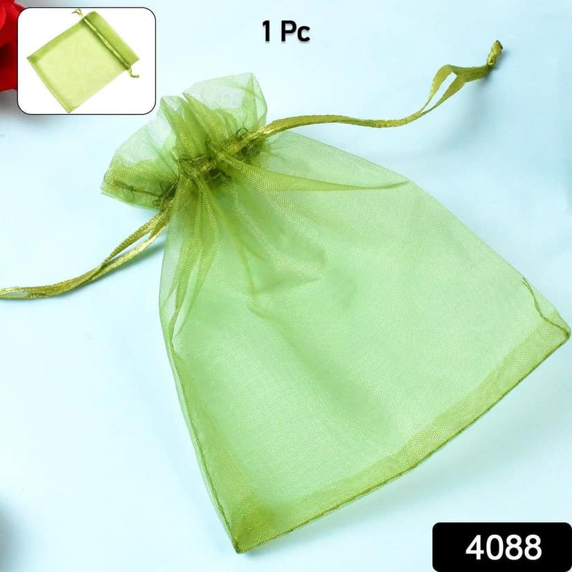 Small Potli Gift Bags, Small Mesh Bags Drawstring Gift Bags (1Pc / 12×10 Cm) view 2