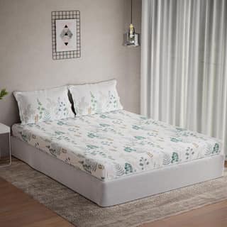 DDECOR - Vega Collection 100% Cotton Classical Pattern 144TC Queen Bedsheet |224 CM X 254 CM| Blue