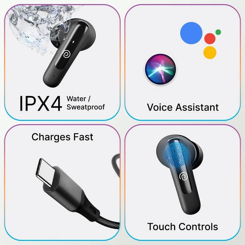 pTron Bassbuds Astra in-Ear TWS Earbuds w/Stereo Sound, 34Hrs Playtime, Stereo Calls, Custom EQ, Mobile App, BTv5.3 Headphones view 6