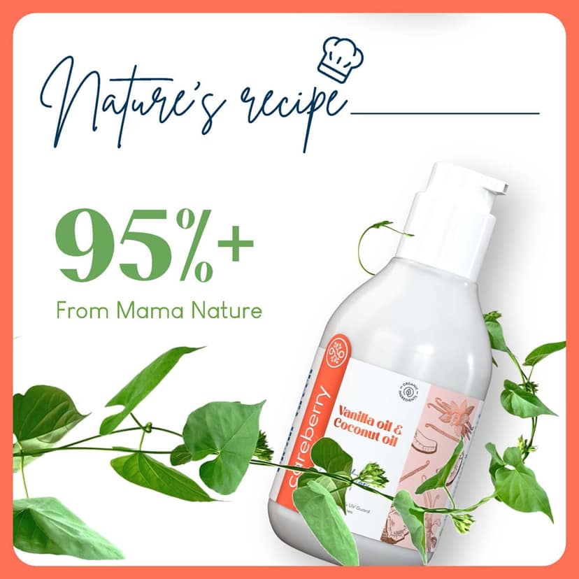 Careberry Vanilla & Extra Virgin Coconut Oil Body Lotion, Ultra Moisture, Fast-Absorbing, Ayush Certified, Paraben & Silicone Free 200ml view 5