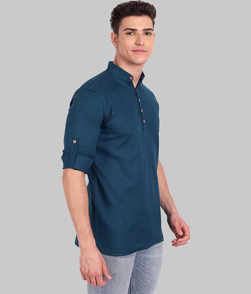 Vida Loca Linen Slim Fit Solids Rollup Sleeves Men's Casual Shirt - Black ( Pack of 1 ) view 2