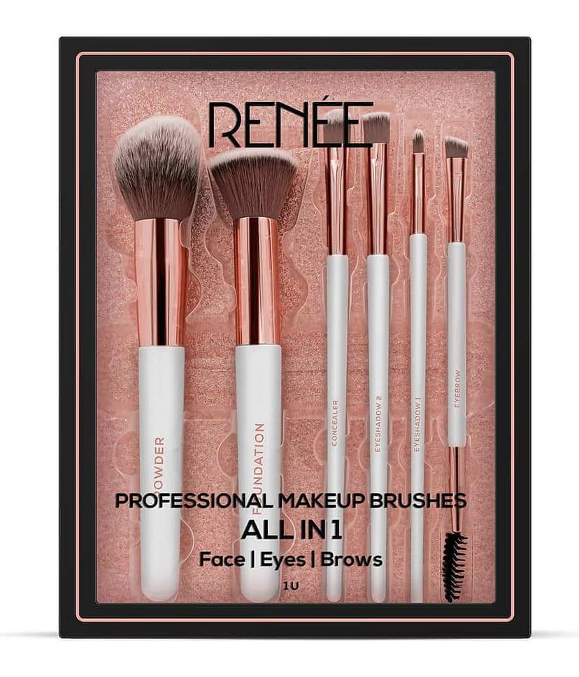 RENEE All In 1 Professional Makeup Brushes Combo Set Soft, Durable & Easy Use, Pack of 6